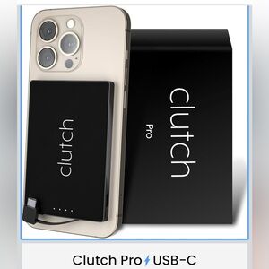 Clutch Pro Portable iPhone Charger for Travel 5000 mAH NEW. Magnetic.  Black.